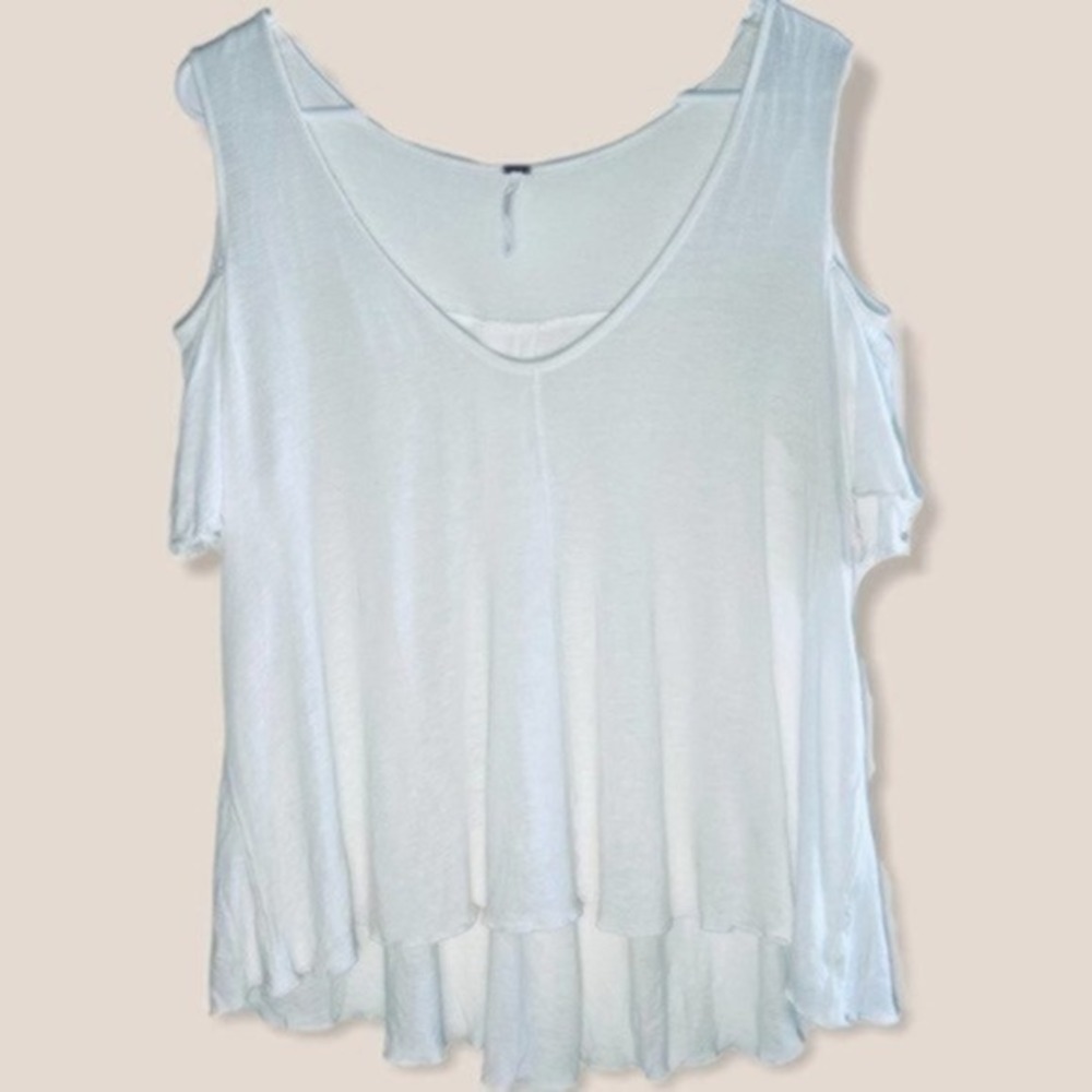 Free People Cold Shoulder White Top